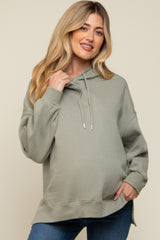 Sage Drawstring Maternity Hoodie