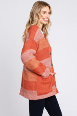 Rust Combo Striped Cardigan