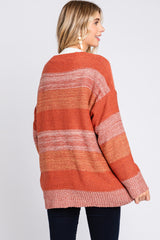 Rust Combo Striped Cardigan