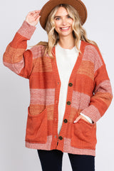 Rust Combo Striped Cardigan