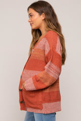 Rust Combo Striped Maternity Cardigan