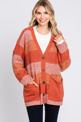 Rust Combo Striped Maternity Cardigan