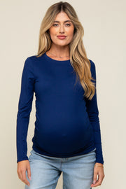 Navy Basic Long Sleeve Maternity Top