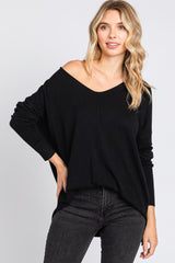 Black Long Sleeve Side Slit Sweater