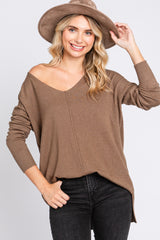 Mocha Long Sleeve Side Slit Sweater