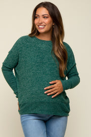 Green Heather Brushed Knit Maternity Top