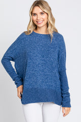 Navy Heather Brushed Knit Top