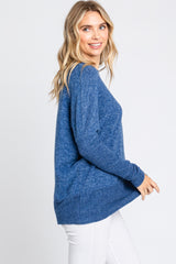 Navy Heather Brushed Knit Top