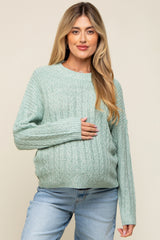 Mint Green Cable Knit Maternity Sweater