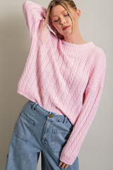 Light Pink  Cable Knit Maternity Sweater