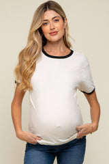 Black Cream Short Sleeve Maternity Ringer Tee