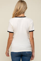 Black Cream Short Sleeve Maternity Ringer Tee