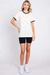 Black Cream Short Sleeve Maternity Ringer Tee