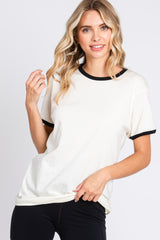 Black Cream Short Sleeve Ringer Tee