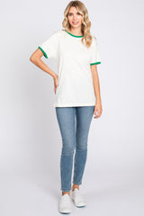 Green Cream Short Sleeve Ringer Tee