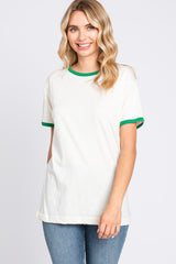 Green Cream Short Sleeve Ringer Tee