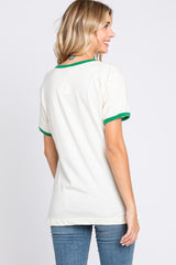 Green Cream Short Sleeve Ringer Tee