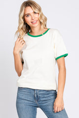 Green Cream Short Sleeve Ringer Tee