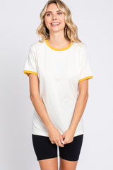 Mustard Cream Short Sleeve Maternity Ringer Tee