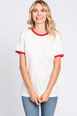 Red Cream Short Sleeve Ringer Tee