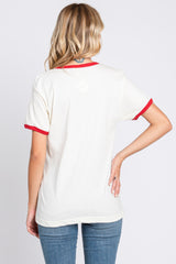 Red Cream Short Sleeve Ringer Tee