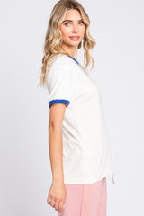 Royal Blue Cream Short Sleeve Ringer Tee