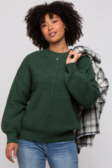 Green Ribbed Maternity Sweater