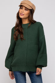 Green Ribbed Maternity Sweater