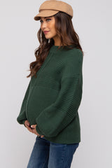 Green Ribbed Maternity Sweater