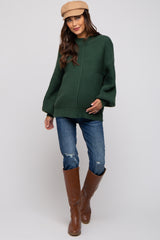 Green Ribbed Maternity Sweater