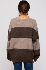 Brown Striped Color Block Maternity Sweater