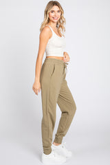 Light Olive Basic Drawstring Sweatpants