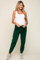 Forest Green Basic Drawstring Maternity Sweatpants