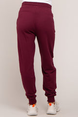 Burgundy Basic Drawstring Maternity Sweatpants