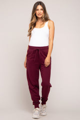 Burgundy Basic Drawstring Maternity Sweatpants