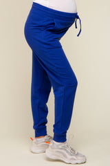 Royal Blue Basic Drawstring Maternity Sweatpants