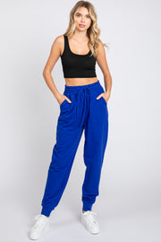 Royal Blue Basic Drawstring Sweatpants