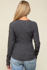 Charcoal Long Sleeve V-Neck Maternity Top