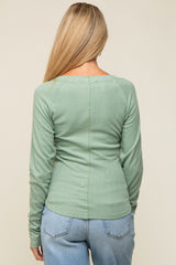 Mint Long Sleeve V-Neck Maternity Top