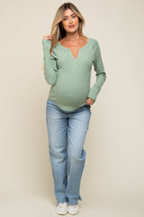 Mint Long Sleeve V-Neck Maternity Top