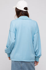 Aqua Half Zip Maternity Pullover Top