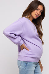 Lavender Embroidered Fleece Maternity Sweatshirt