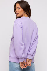 Lavender Embroidered Fleece Maternity Sweatshirt