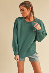 Teal Embroidered Fleece Maternity Sweatshirt