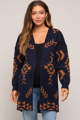 Navy Blue Print Maternity Cardigan