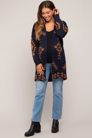 Navy Blue Print Maternity Cardigan