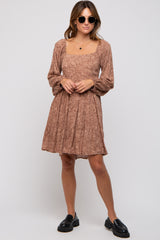 Mocha Floral Tier Long Sleeve Dress