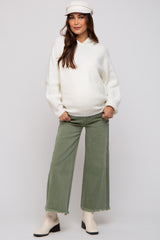 Olive Cropped Wide Leg Maternity Pants