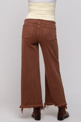 Brown Cropped Wide Leg Maternity Pants