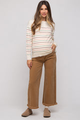 Mocha Cropped Wide Leg Maternity Pants